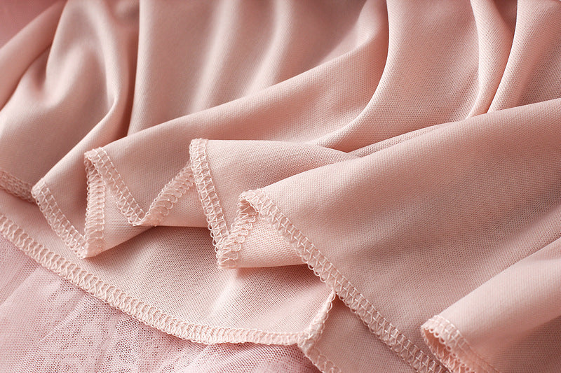 Spring Korean High Waist Lace Patchwork Tulle Skirt