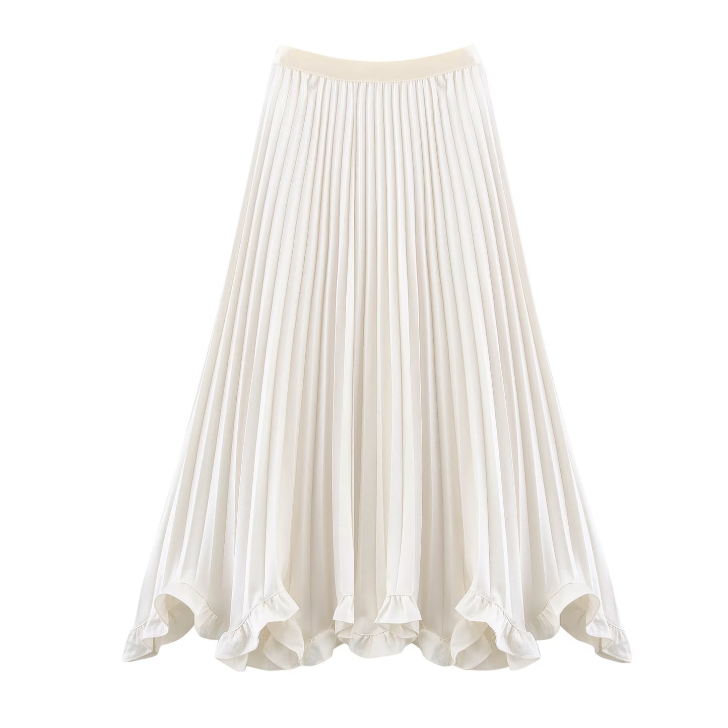 Women Summer Wooden Ear Elegant Pleated Skirt
