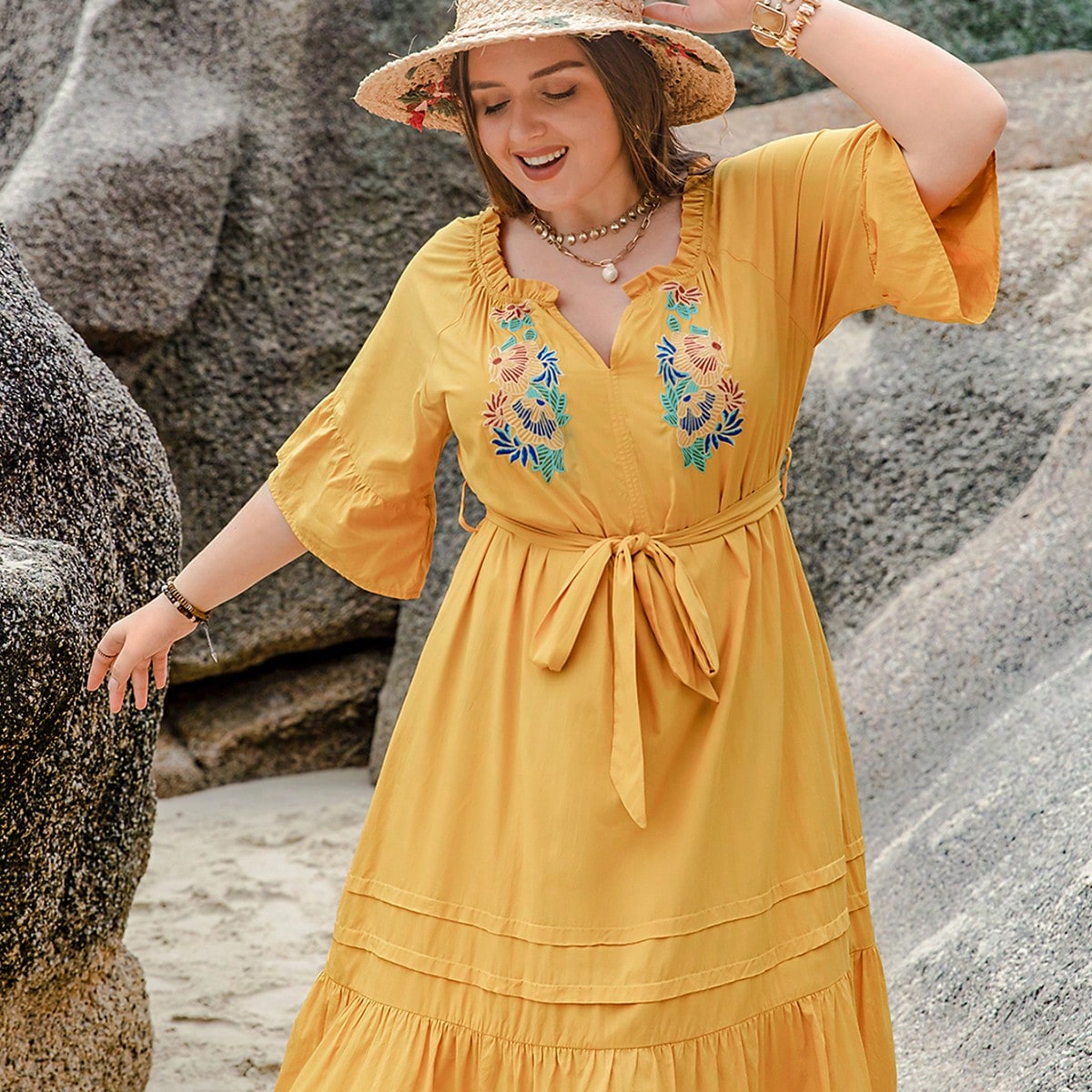 Women V neck Summer Short Sleeved Dress