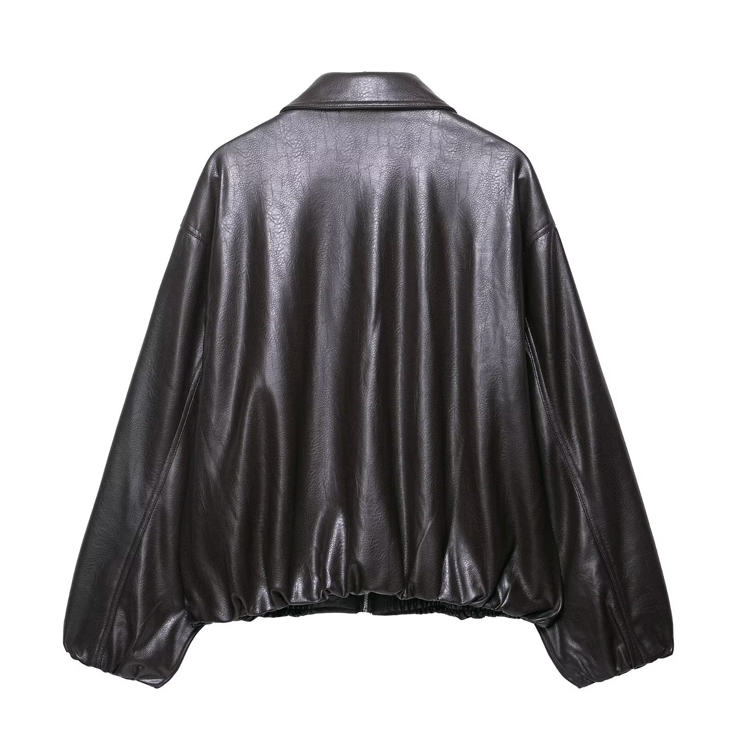 Trendy Faux Leather Bomber Jacket