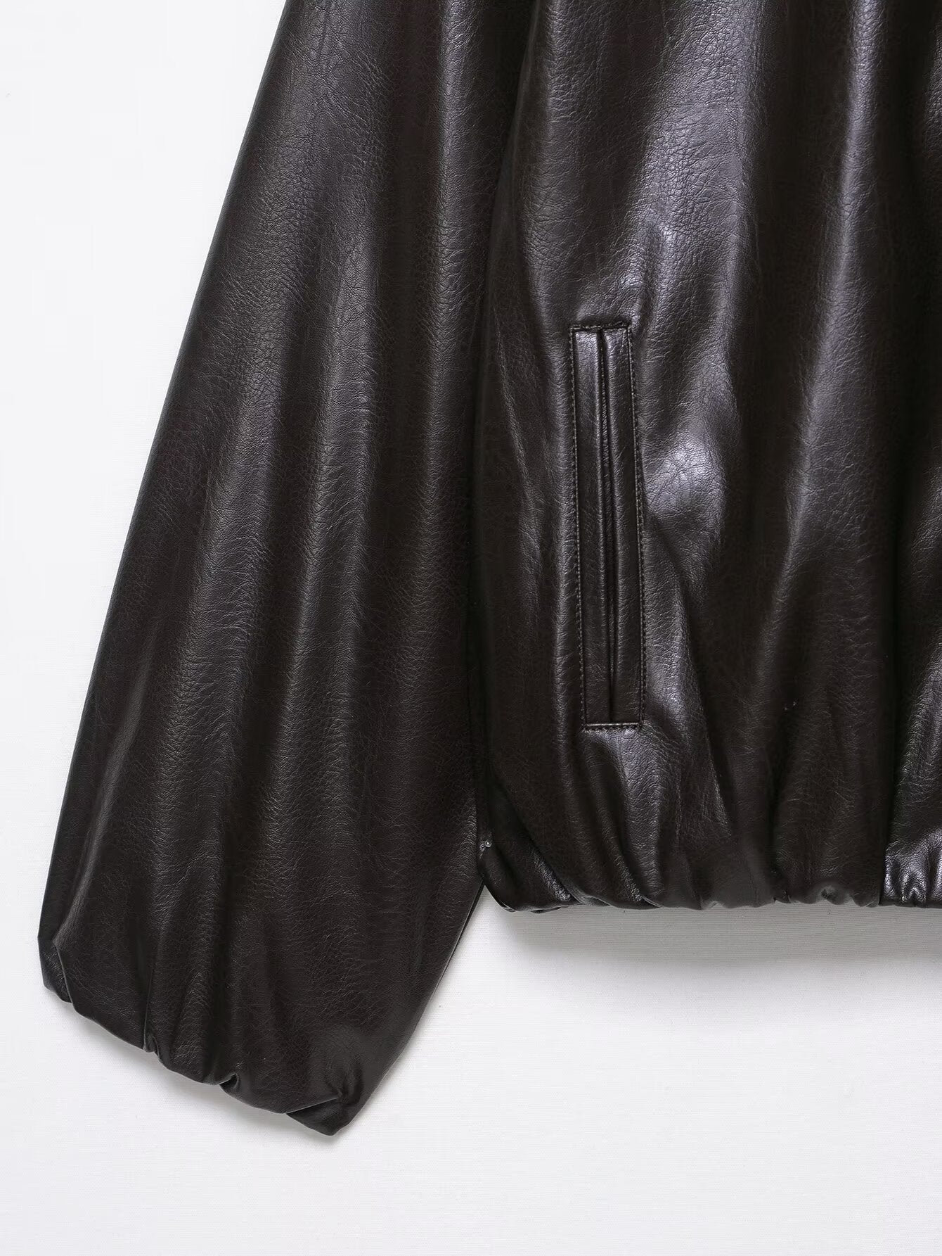 Trendy Faux Leather Bomber Jacket