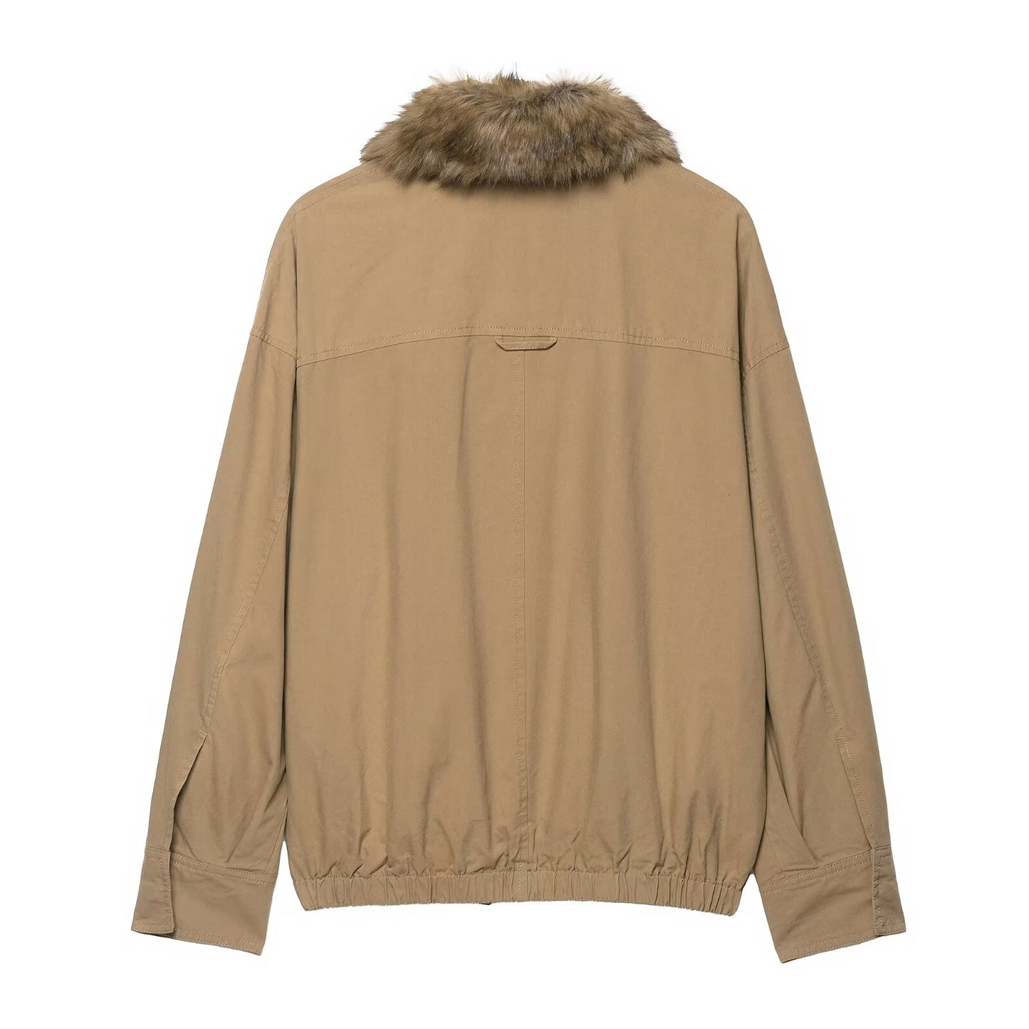 Elegant Women Artificial Fur Collar Bomber Jacket