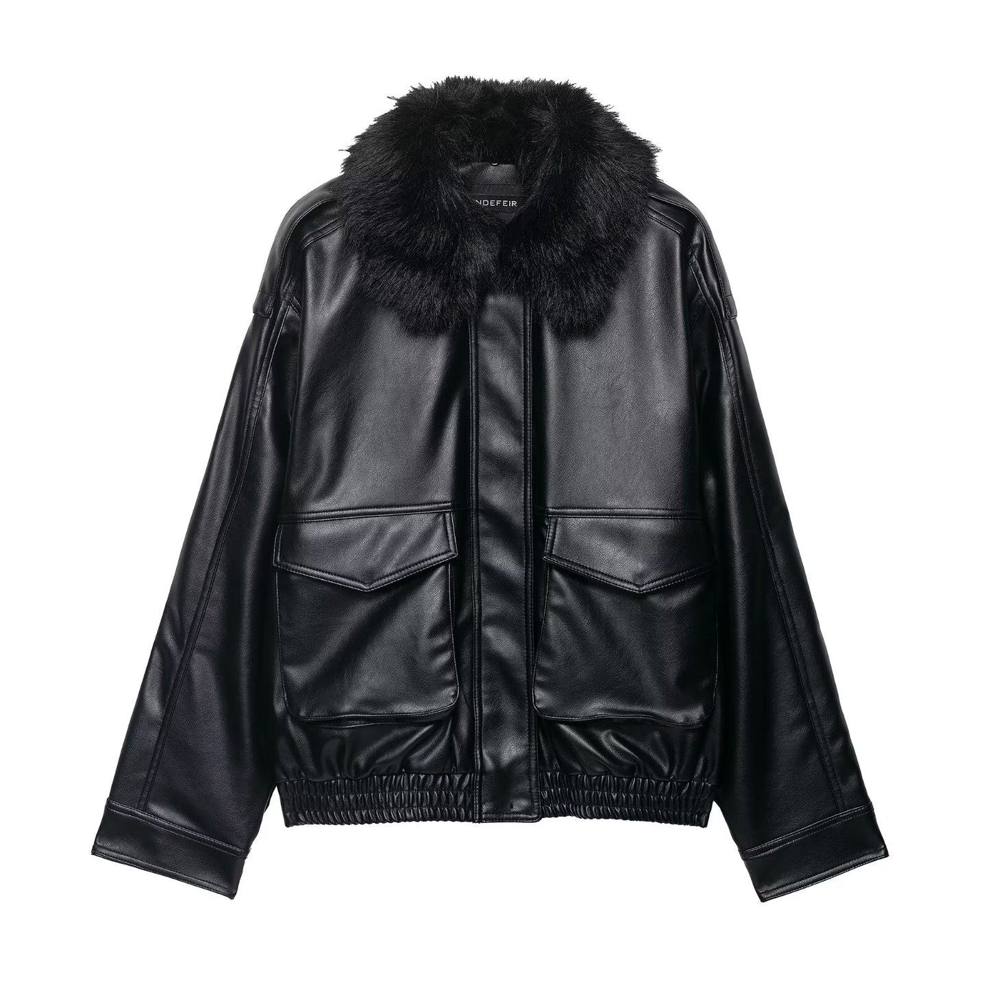 Women Casual Detachable Artificial Fur Effect Neckline Coat