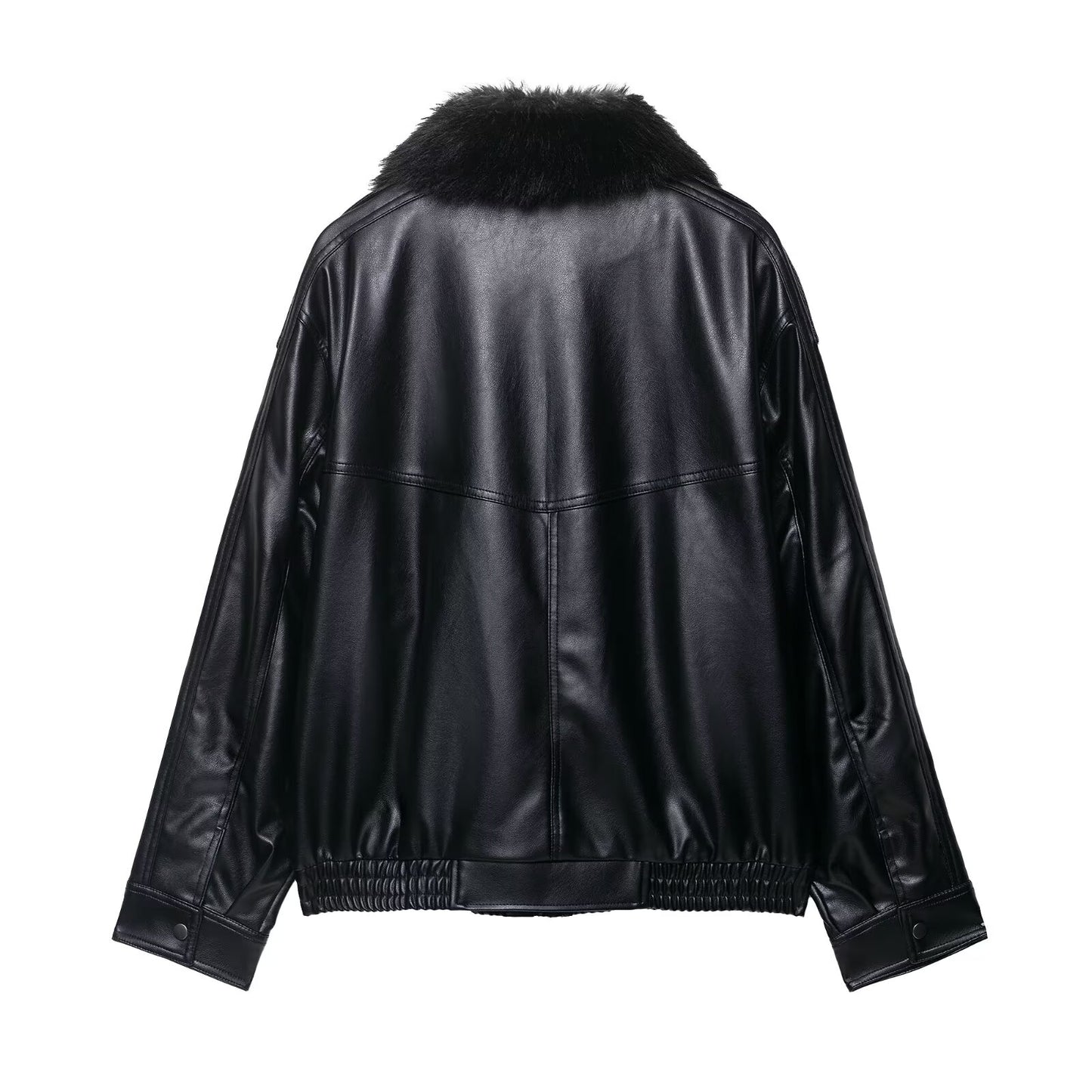 Women Casual Detachable Artificial Fur Effect Neckline Coat