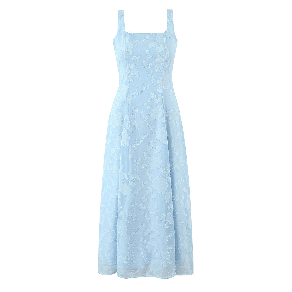 Women Solid Color Cut Floral Midi Dress
