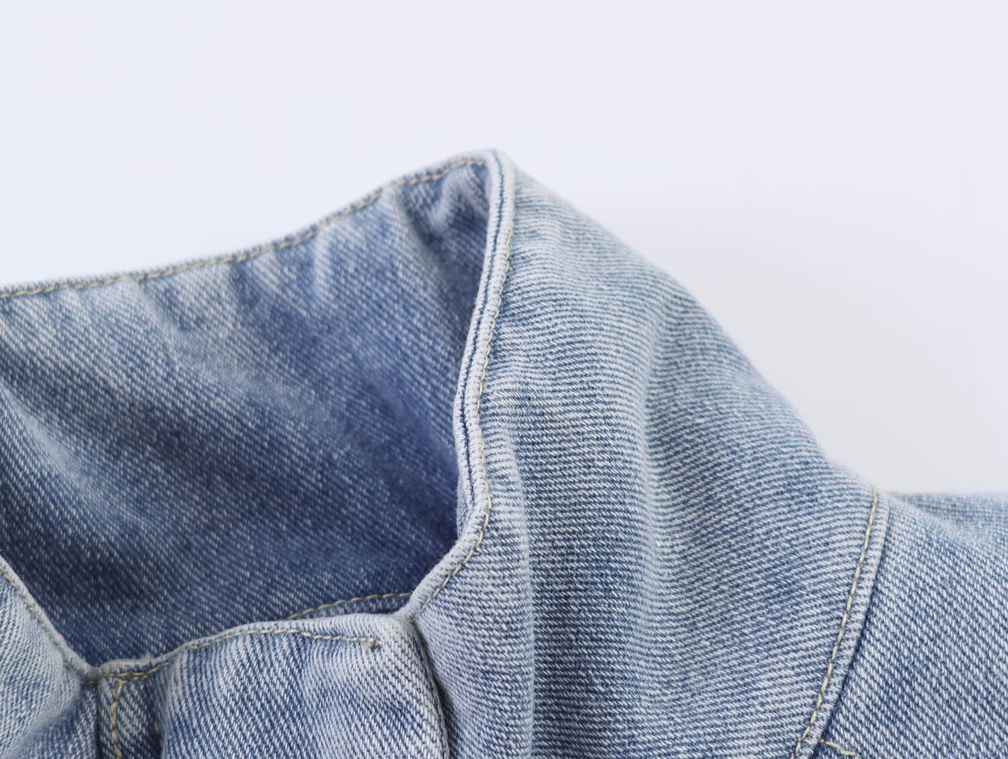 Women Stand Collar Denim Bomber Jacket