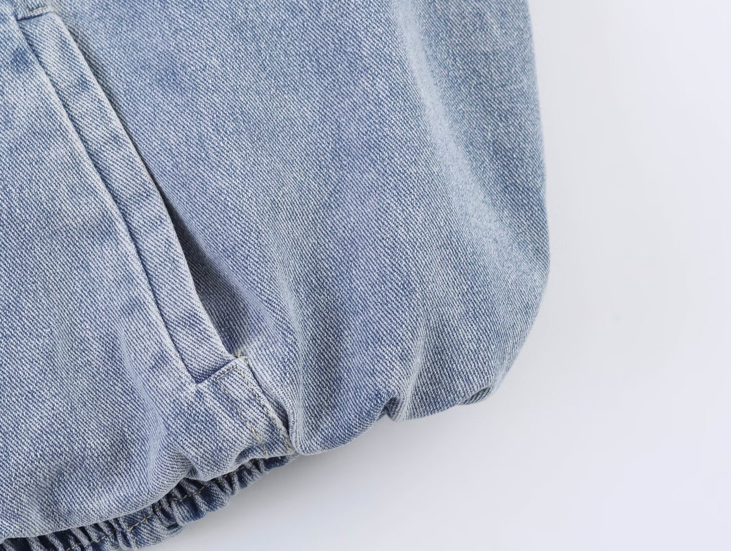 Women Stand Collar Denim Bomber Jacket