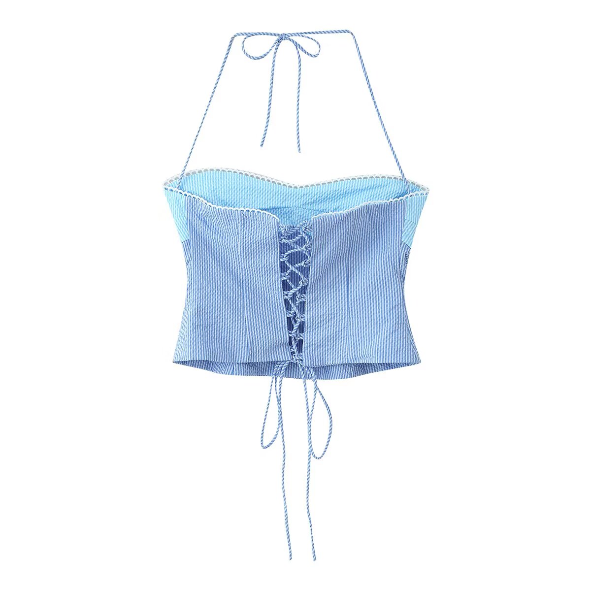 Women Simple Two Color Halter Strap Skirt Set