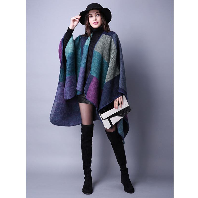 Autumn Winter Scarf Lattice Thickened Cape - Venus Trendy Fashion Online