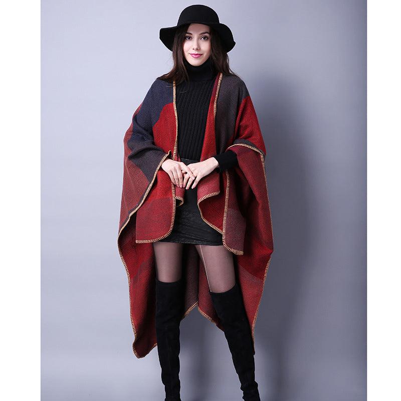 Autumn Winter Scarf Lattice Thickened Cape - Venus Trendy Fashion Online