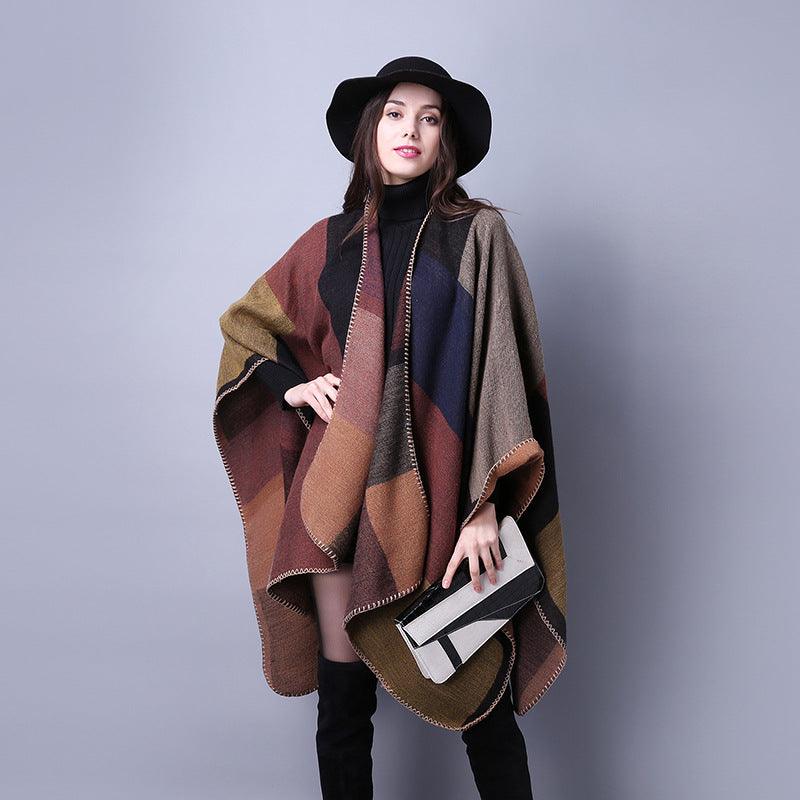 Autumn Winter Scarf Lattice Thickened Cape - Venus Trendy Fashion Online