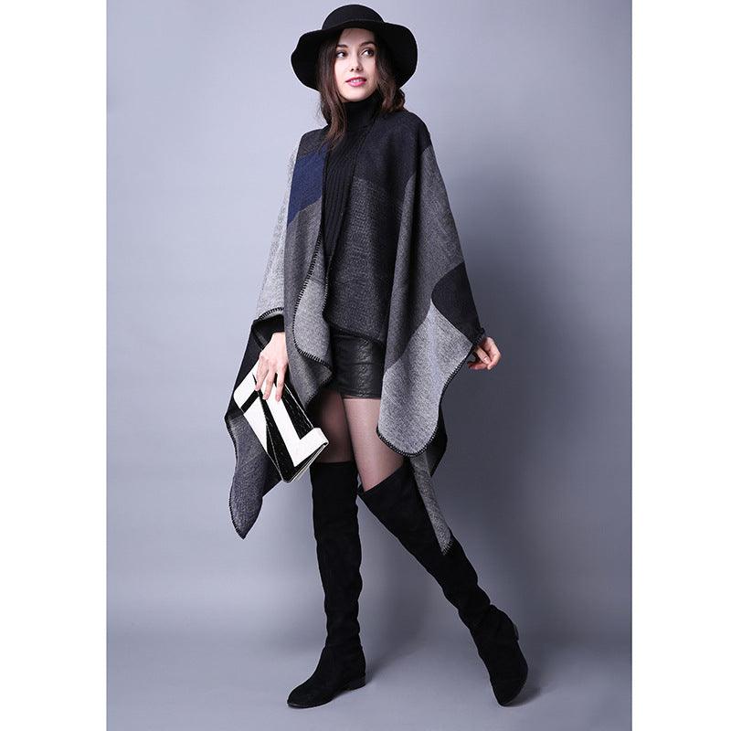 Autumn Winter Scarf Lattice Thickened Cape - Venus Trendy Fashion Online