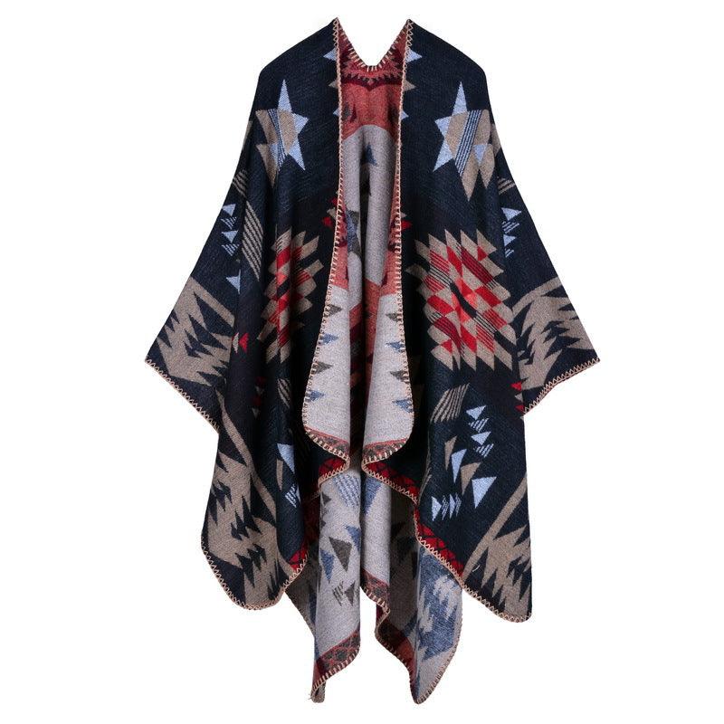 Autumn Winter Scarf Lattice Thickened Cape - Venus Trendy Fashion Online