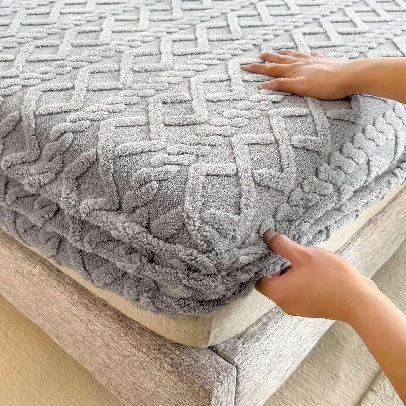 3D Embossed Velvet Mattress Cover for winter - Venus Trendy Fashion Online