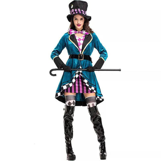 Alice in Wonderland Clown Mad Hatter Costume for Adults - Venus Trendy Fashion Online