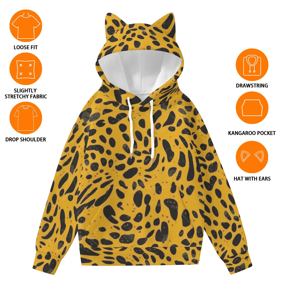 All-Over Print Women’s Hoodie With Decorative Ears  Venus Trendy Fashion Online