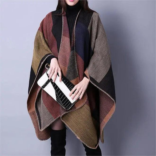 Autumn Winter Scarf Lattice Thickened Cape - Venus Trendy Fashion Online