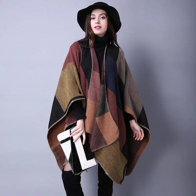 Autumn Winter Scarf Lattice Thickened Cape - Venus Trendy Fashion Online