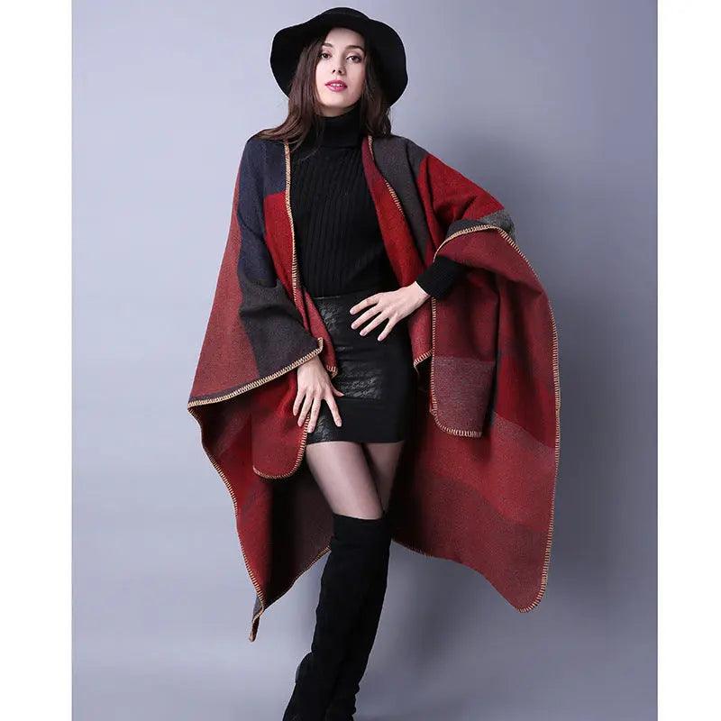 Autumn Winter Scarf Lattice Thickened Cape - Venus Trendy Fashion Online