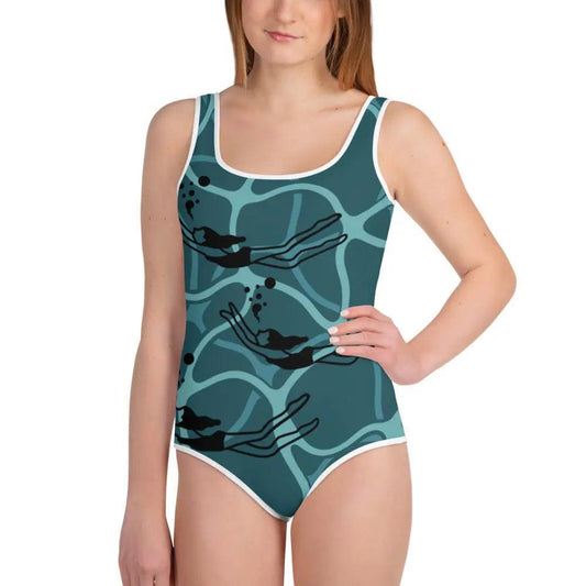 Blue Ocean Print Youth Swimsuit - Venus Trendy Fashion Online