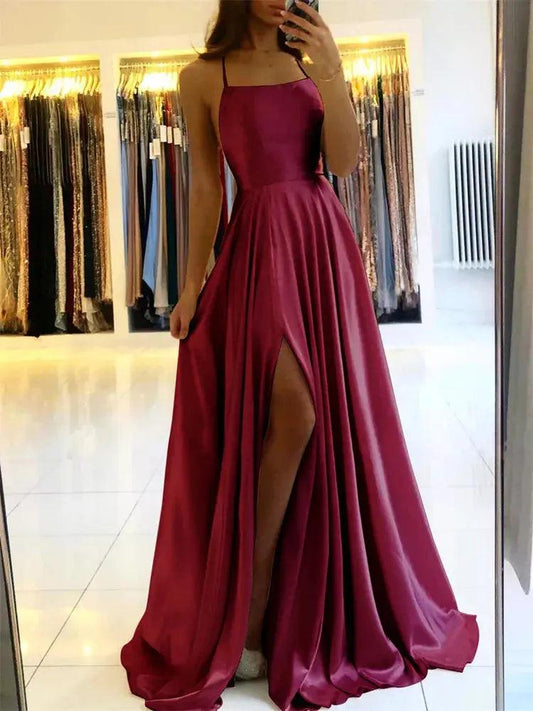 Burgundy Satin Beach Maxi Women Dress - Venus Trendy Fashion Online