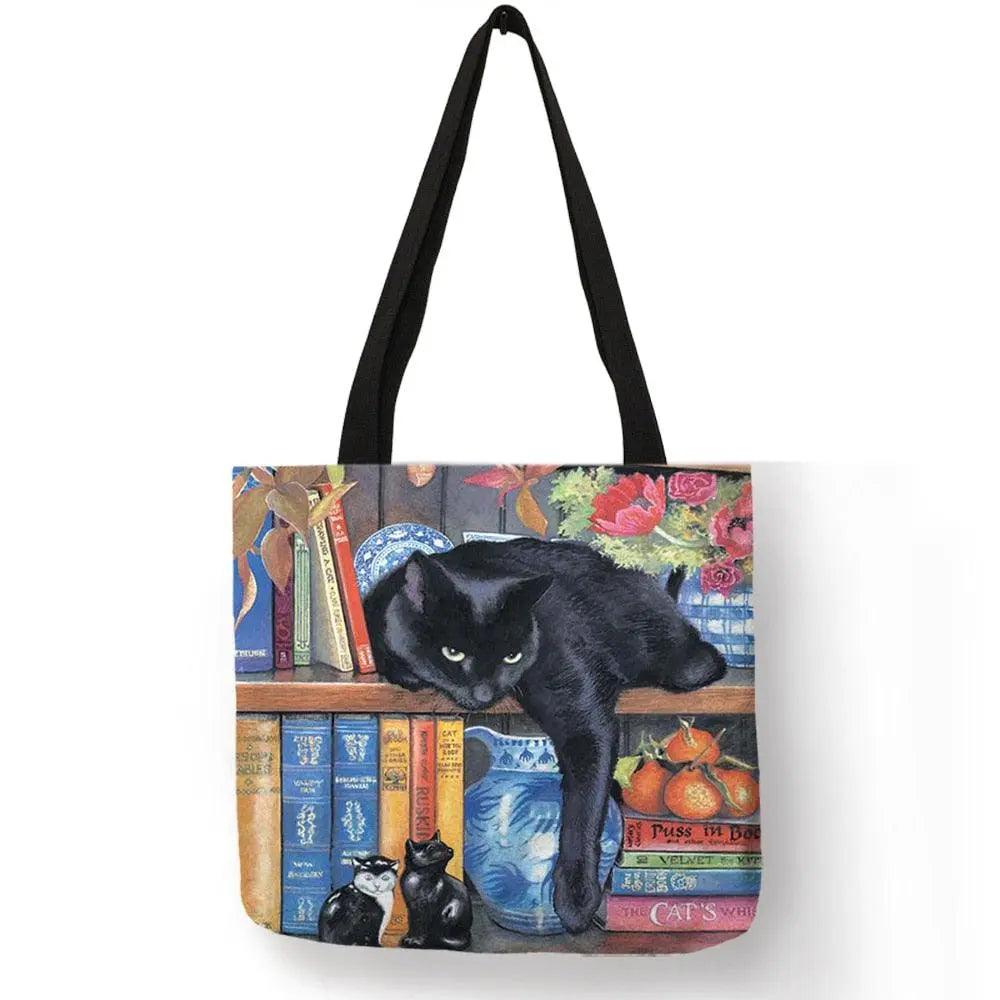 Customize Oil Painting Cat Shopping Bag - Venus Trendy Fashion Online