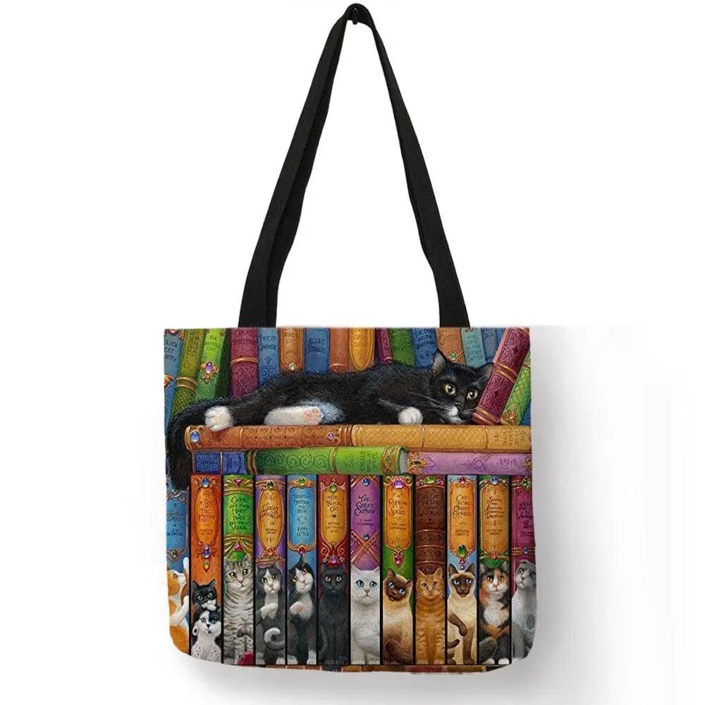 Customize Oil Painting Cat Shopping Bag - Venus Trendy Fashion Online