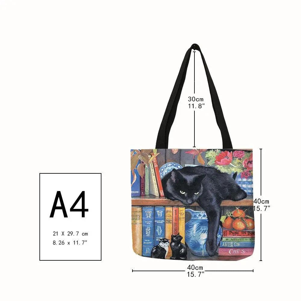 Customize Oil Painting Cat Shopping Bag - Venus Trendy Fashion Online