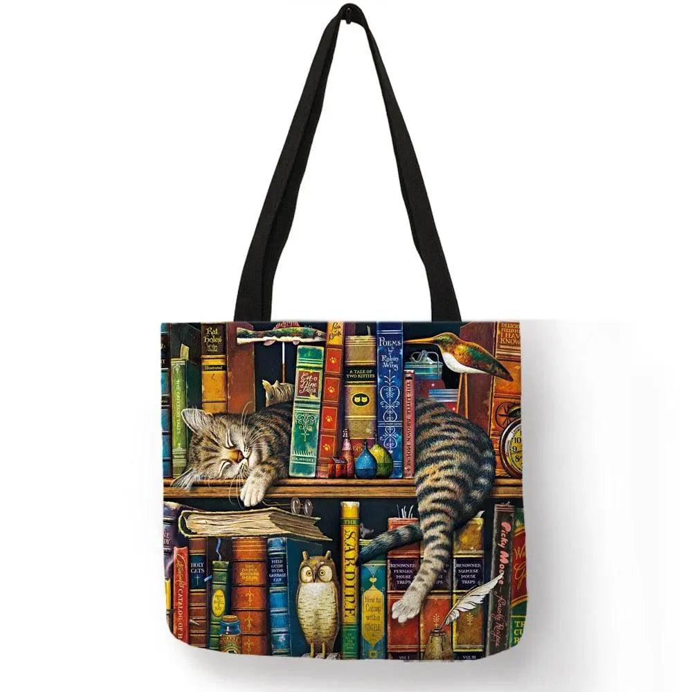 Customize Oil Painting Cat Shopping Bag - Venus Trendy Fashion Online