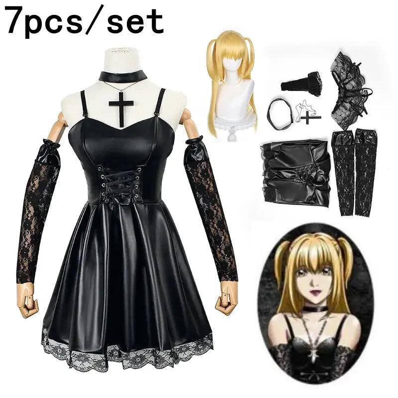 Death Note Cosplay Costume Misa Amane Imitation Leather Sexy Dress Sets - Venus Trendy Fashion Online