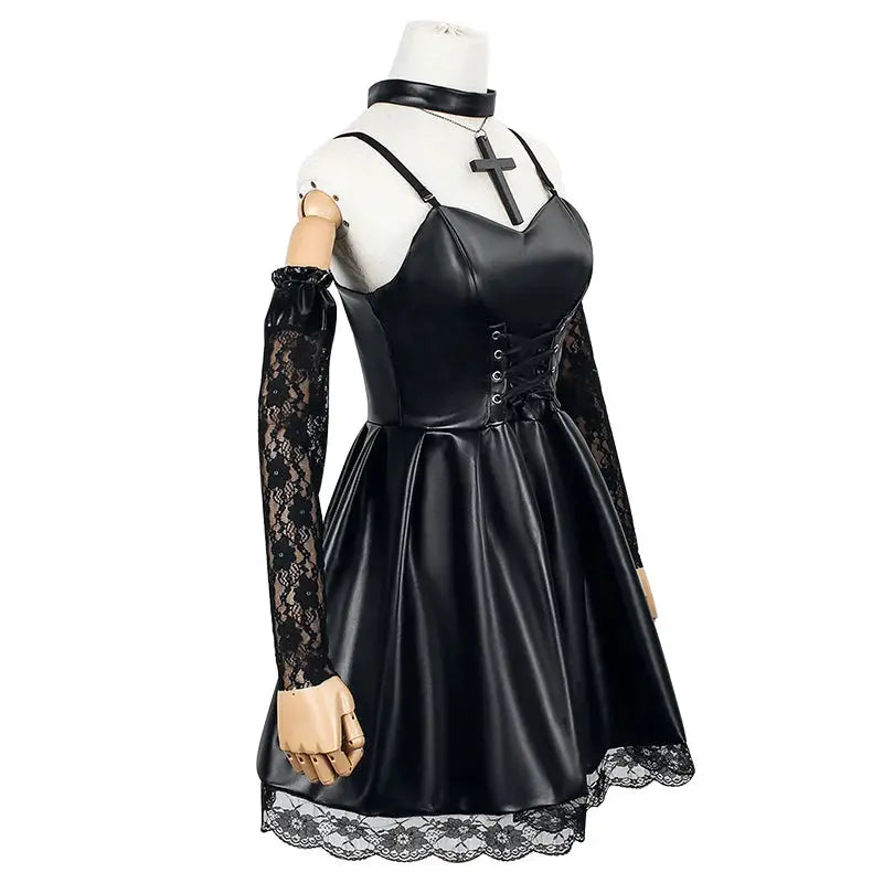 Death Note Cosplay Costume Misa Amane Imitation Leather Sexy Dress Sets - Venus Trendy Fashion Online