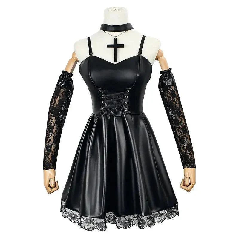 Death Note Cosplay Costume Misa Amane Imitation Leather Sexy Dress Sets - Venus Trendy Fashion Online