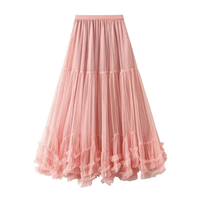 Elegant Elastic Waist Fairy Long A-line Tutu Skirt - Venus Trendy Fashion Online