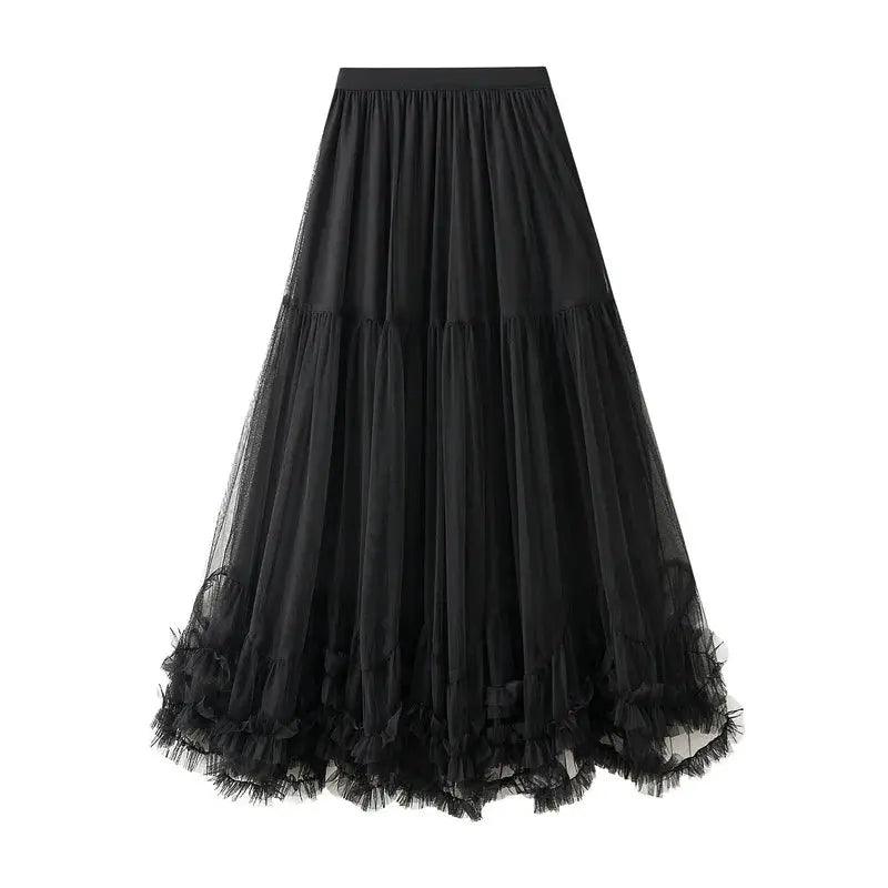 Elegant Elastic Waist Fairy Long A-line Tutu Skirt - Venus Trendy Fashion Online