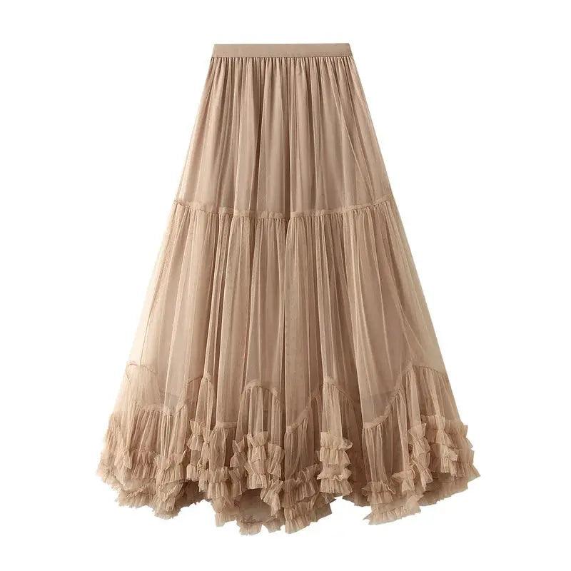 Elegant Elastic Waist Fairy Long A-line Tutu Skirt - Venus Trendy Fashion Online