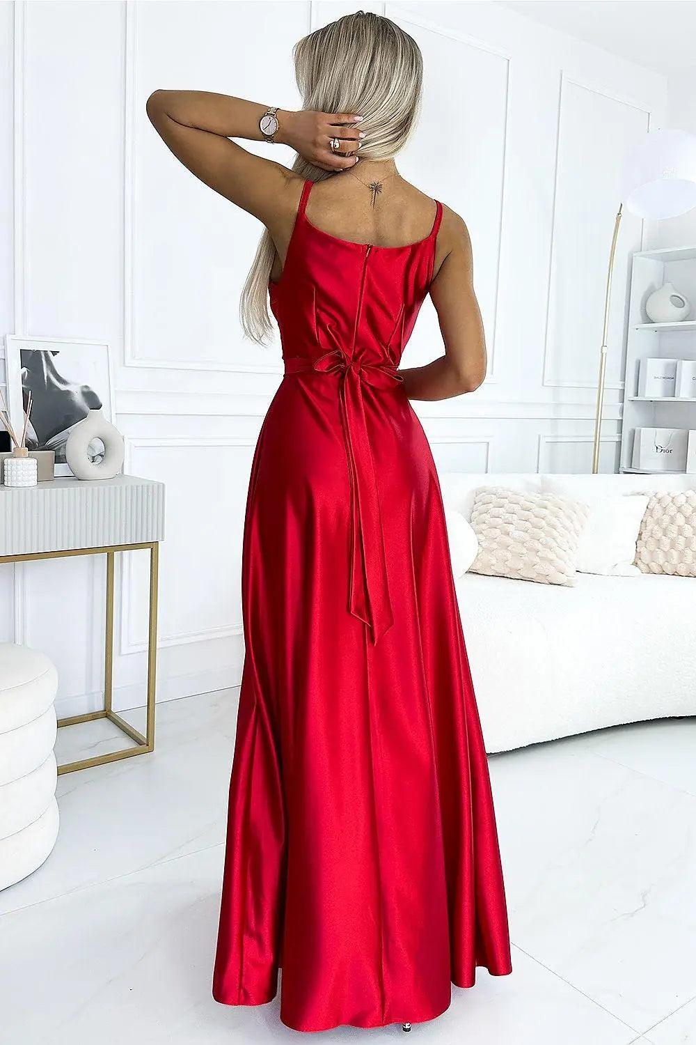 Elegant Maxi Long Satin dress - Venus Trendy Fashion Online