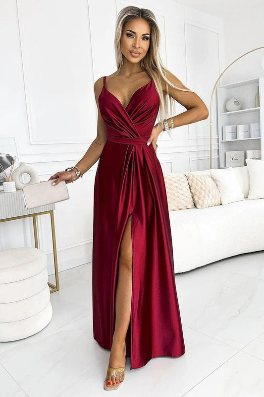 Elegant Maxi Long Satin dress - Venus Trendy Fashion Online