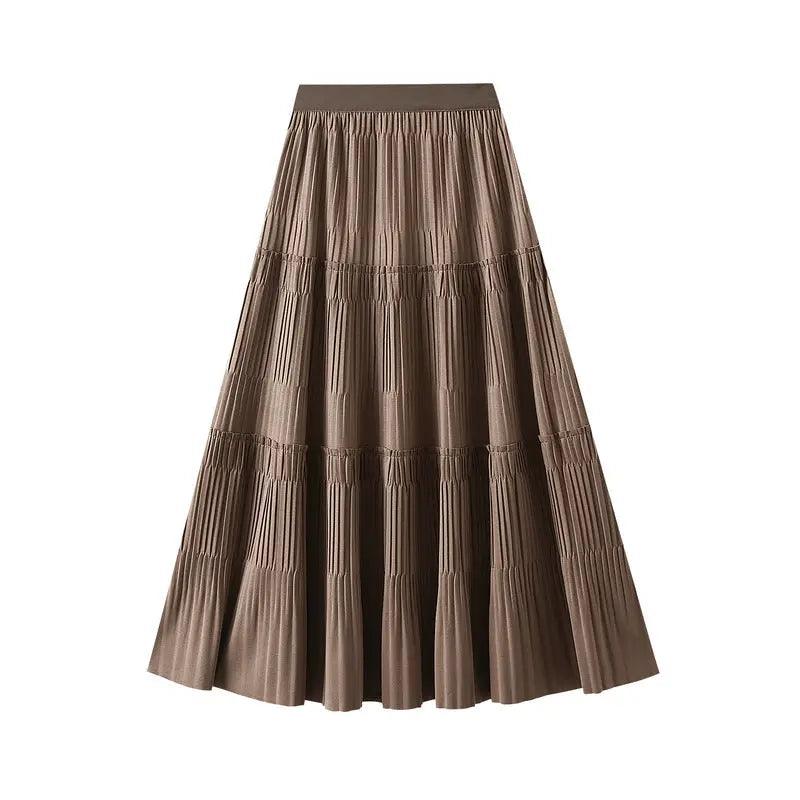 Fall Korean Elastic Waistband Pleated Skirt - Venus Trendy Fashion Online