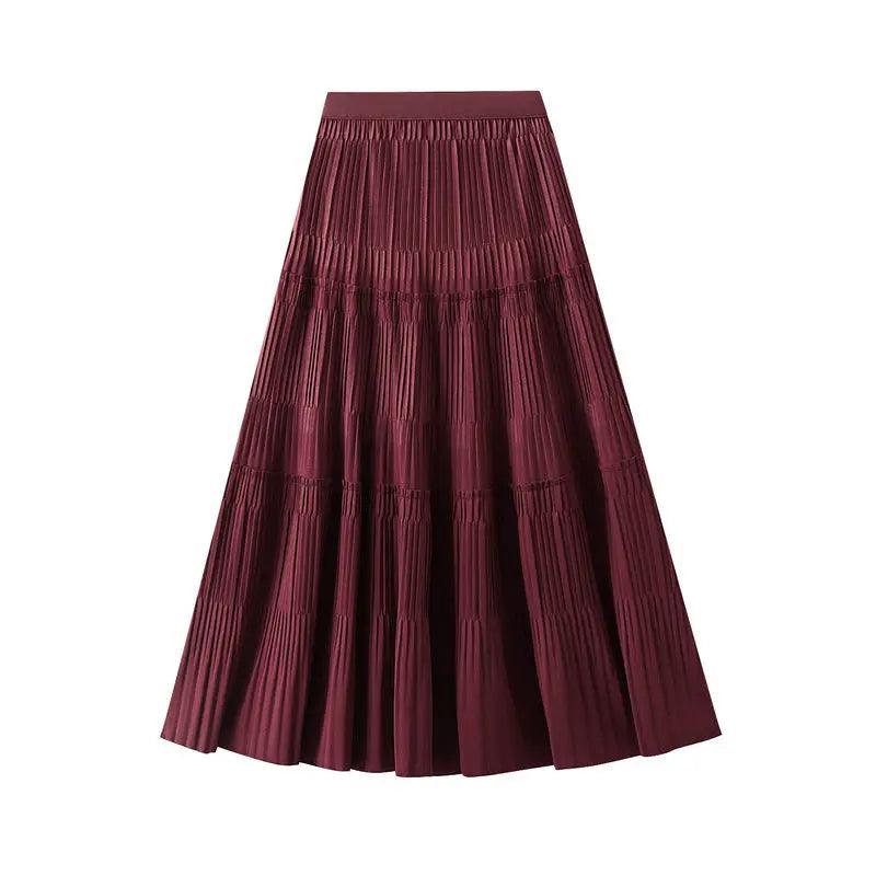 Fall Korean Elastic Waistband Pleated Skirt - Venus Trendy Fashion Online