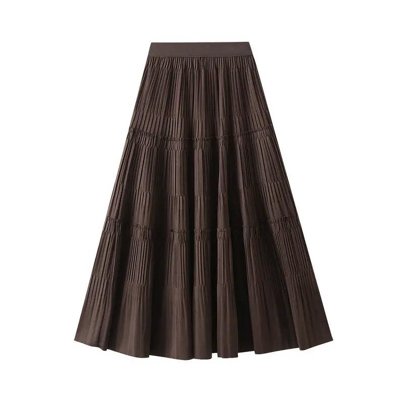 Fall Korean Elastic Waistband Pleated Skirt - Venus Trendy Fashion Online