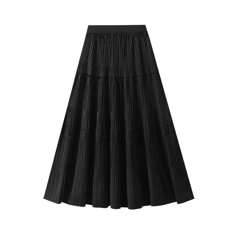 Fall Korean Elastic Waistband Pleated Skirt - Venus Trendy Fashion Online