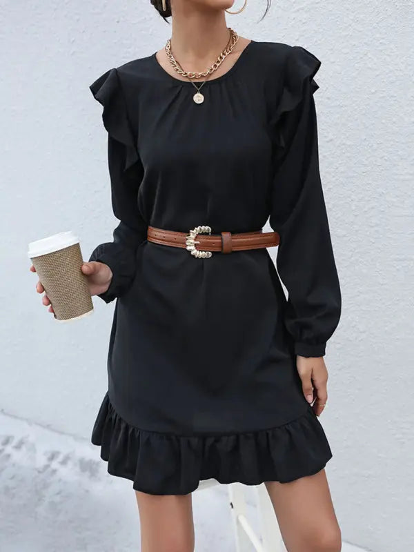 Fashion women's long -sleeved bottoming wild dress - Venus Trendy Fashion Online