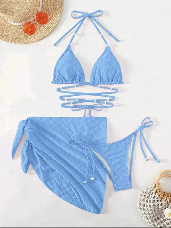 Feminine and cute three-piece bikini with floral lace pattern Venus Trendy Fashion Online