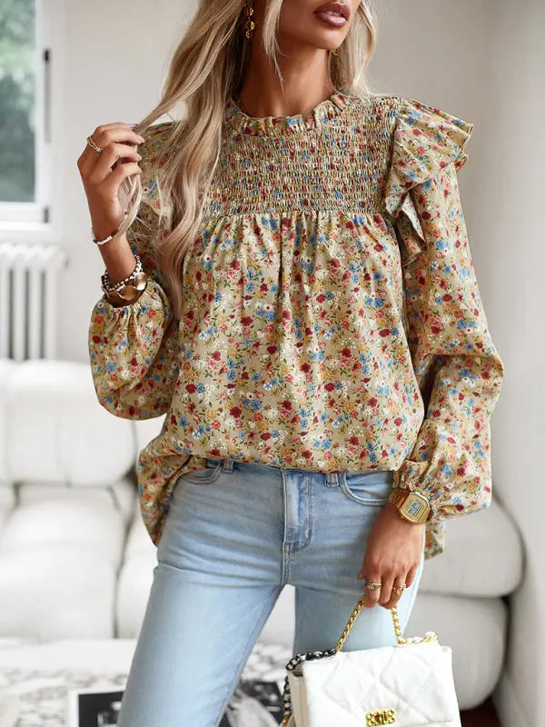 Floral Shirt Femininity Commuter Long Sleeve blouse - Venus Trendy Fashion Online