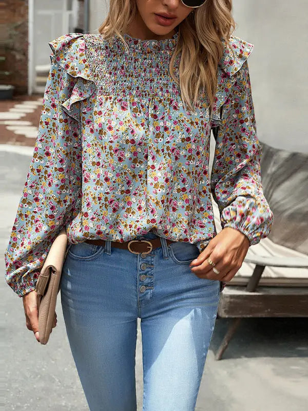 Floral Shirt Femininity Commuter Long Sleeve blouse - Venus Trendy Fashion Online