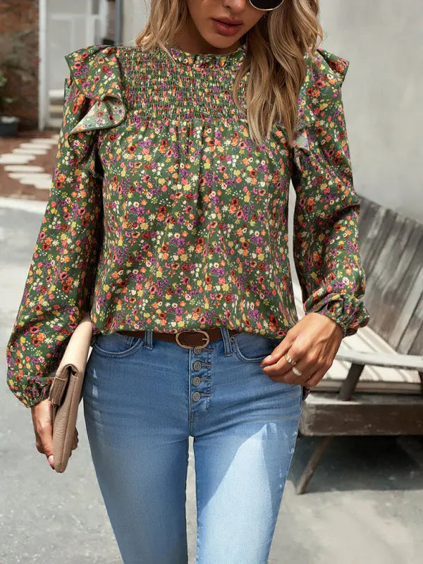 Floral Shirt Femininity Commuter Long Sleeve blouse - Venus Trendy Fashion Online