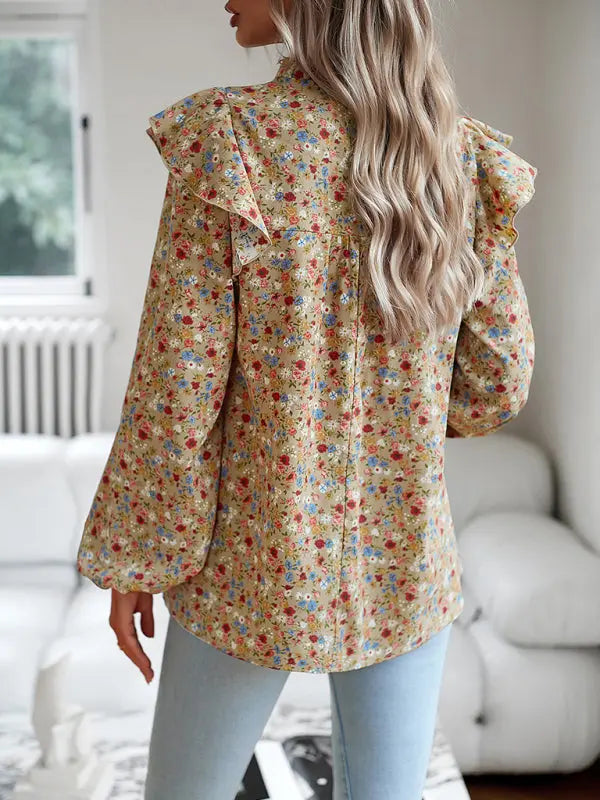 Floral Shirt Femininity Commuter Long Sleeve blouse - Venus Trendy Fashion Online