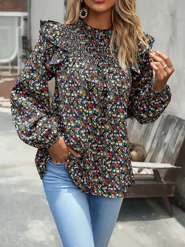 Floral Shirt Femininity Commuter Long Sleeve blouse - Venus Trendy Fashion Online