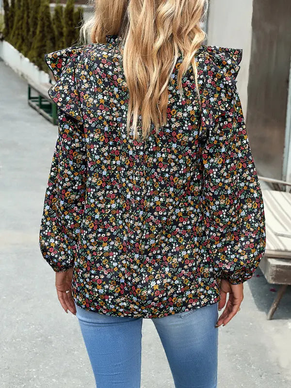 Floral Shirt Femininity Commuter Long Sleeve blouse - Venus Trendy Fashion Online