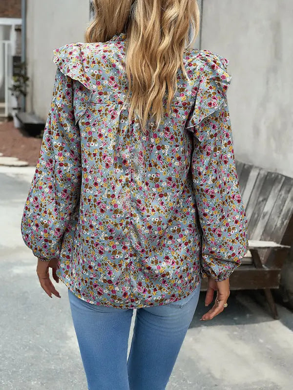 Floral Shirt Femininity Commuter Long Sleeve blouse - Venus Trendy Fashion Online